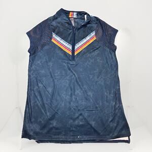 Lucky In Love Tennis Golf Top XS Blue Mesh Sleeves Half Zip Activewear